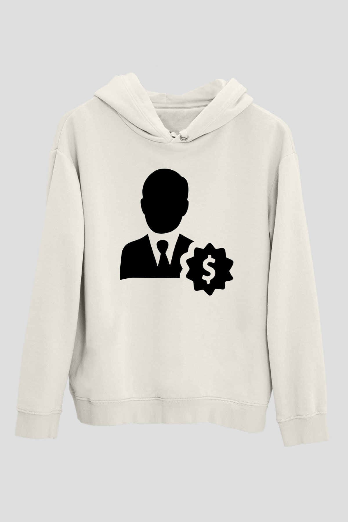 Bankacı Beyaz Unisex Kapüşonlu Sweatshirt