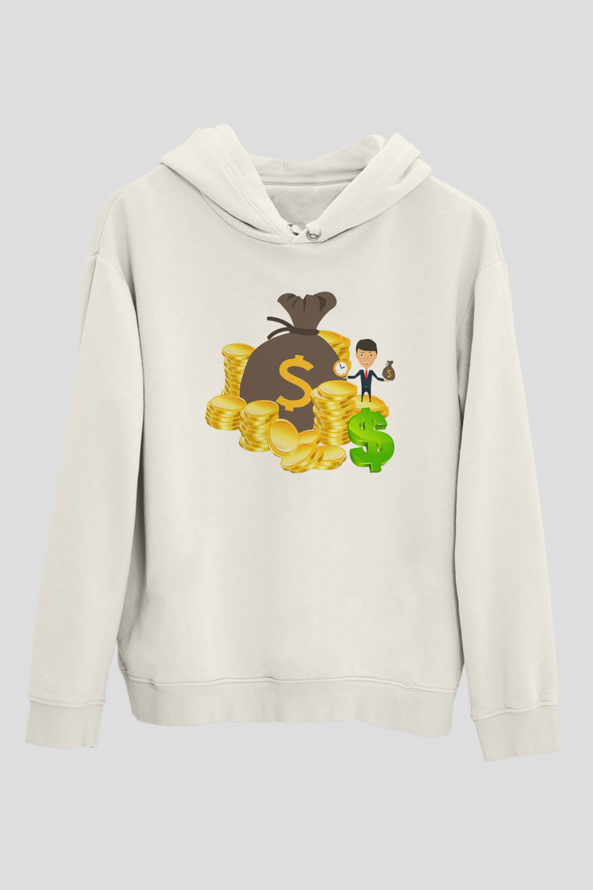 Bankacı Beyaz Unisex Kapüşonlu Sweatshirt