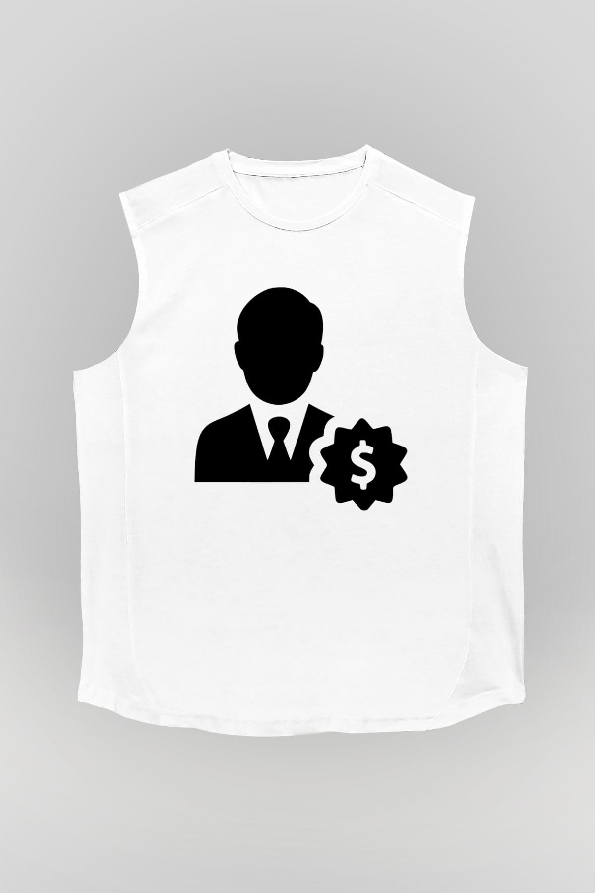 Bankacı Beyaz Unisex Kolsuz Tişört