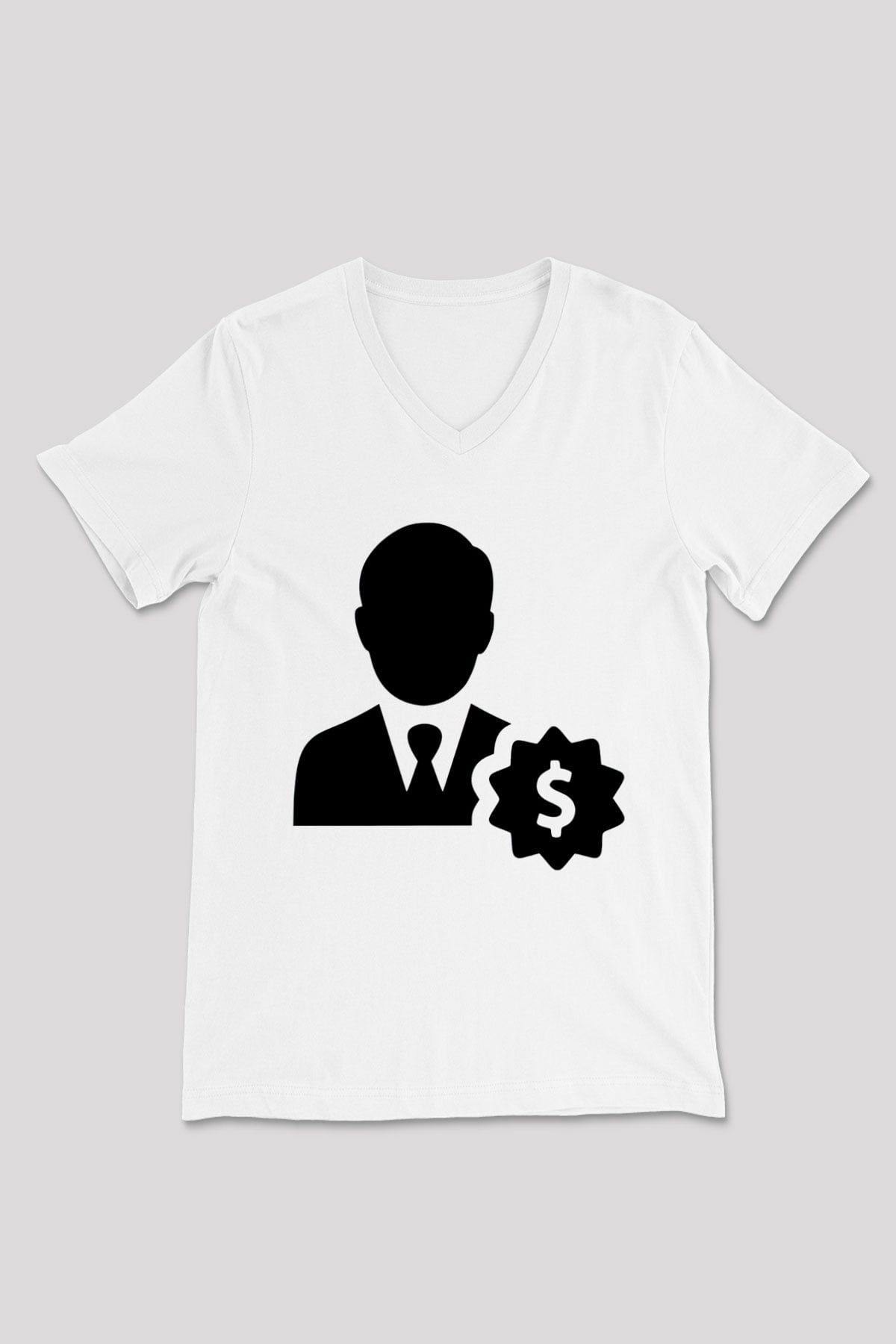 Bankacı Beyaz Unisex V Yaka Tişört