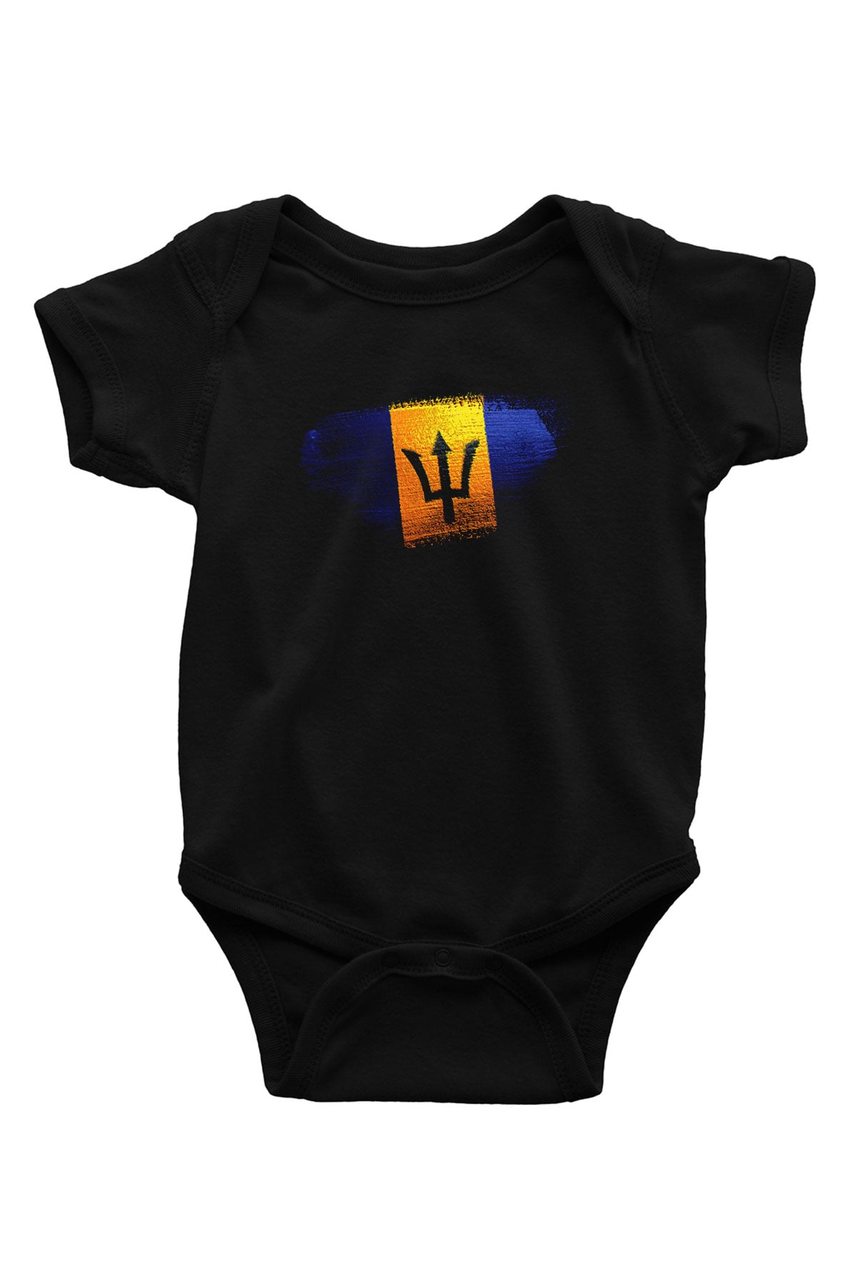 Barbados Bayrağı Baskılı Unisex Siyah Bebek Body - Zıbın