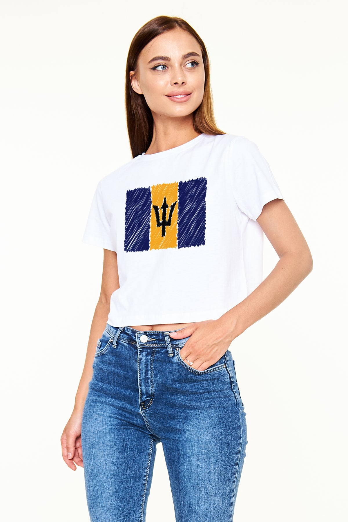 Barbados Beyaz Croptop Tişört