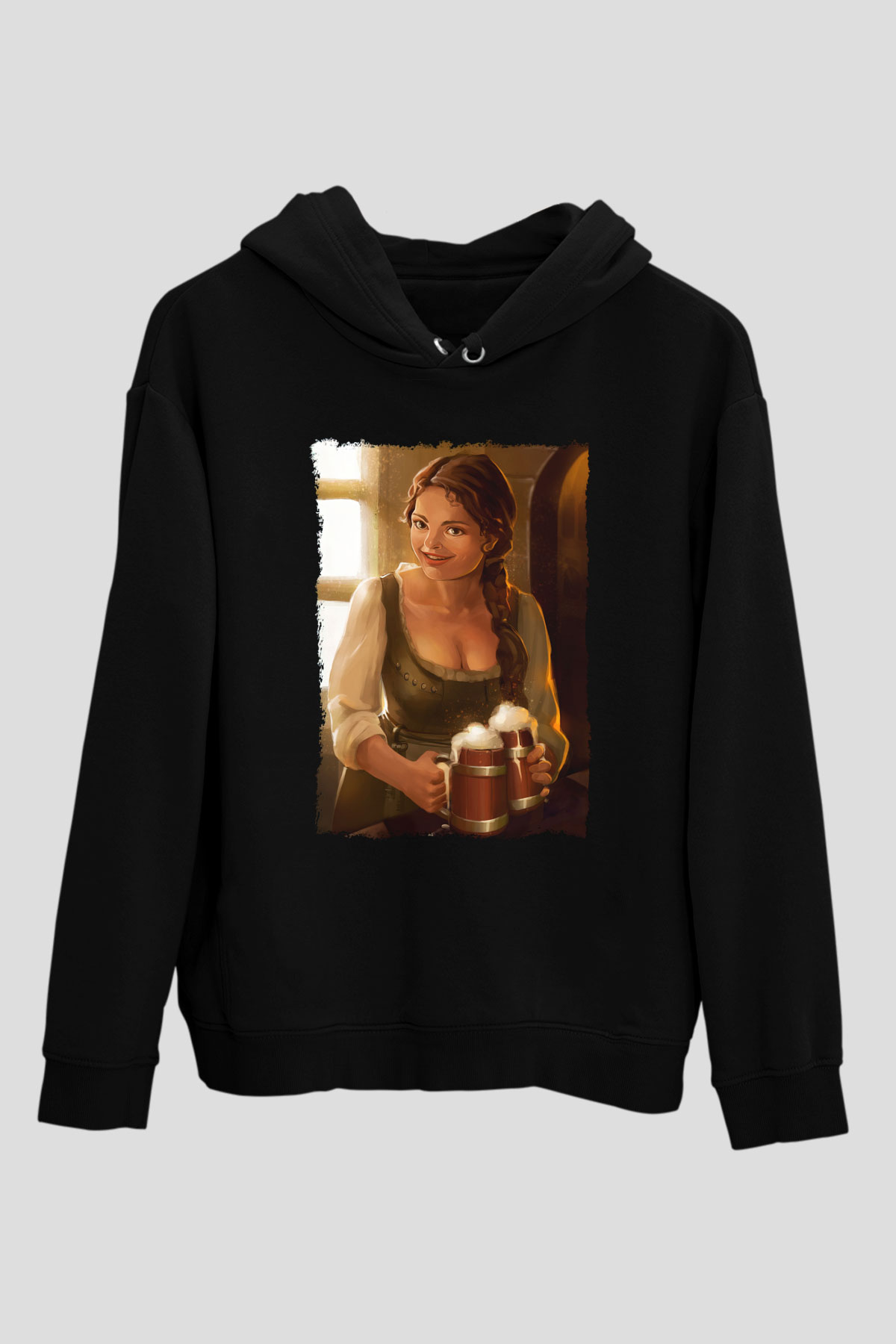 Barmaid Siyah Unisex Kapüşonlu Sweatshirt