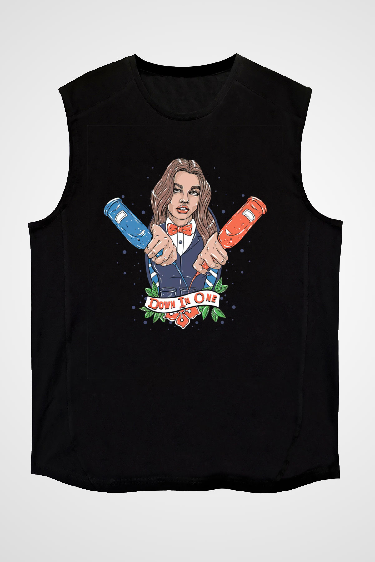Barmaid Siyah Unisex Kolsuz Tişört