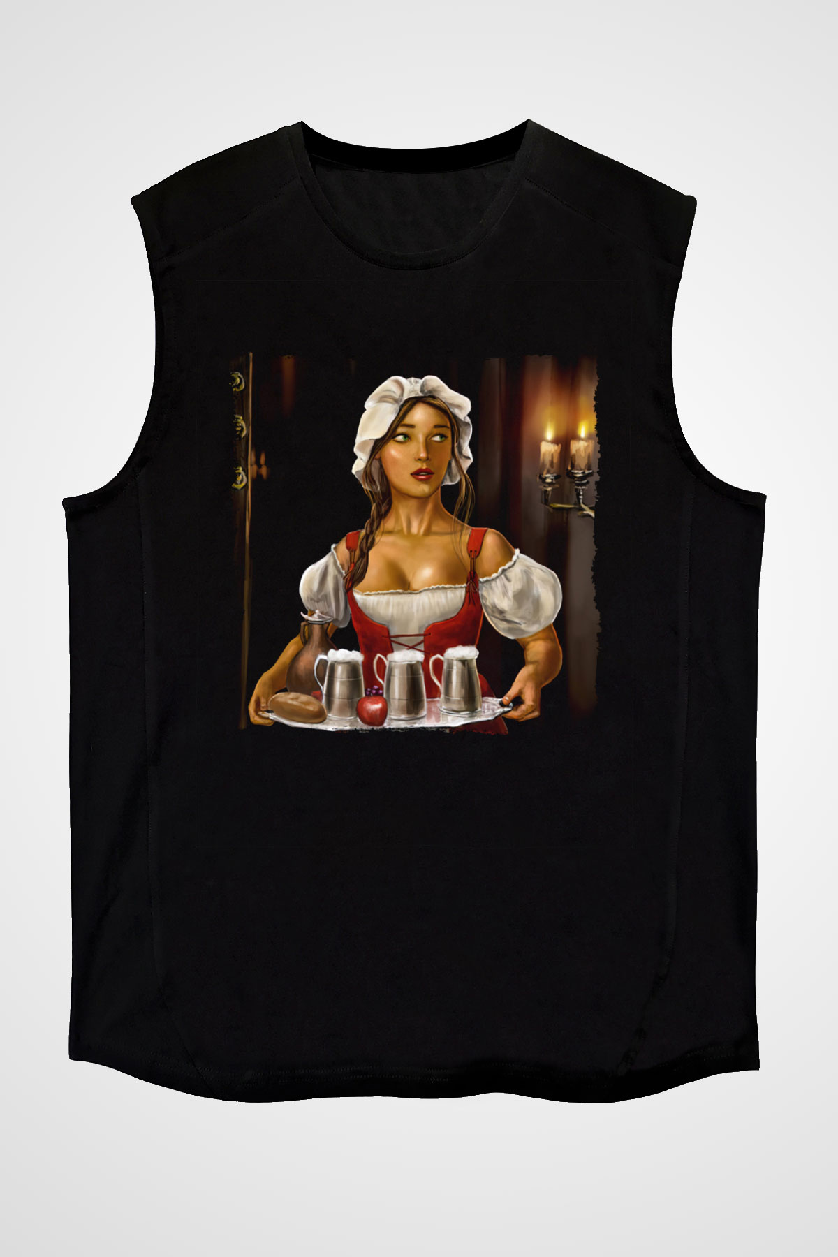 Barmaid Siyah Unisex Kolsuz Tişört