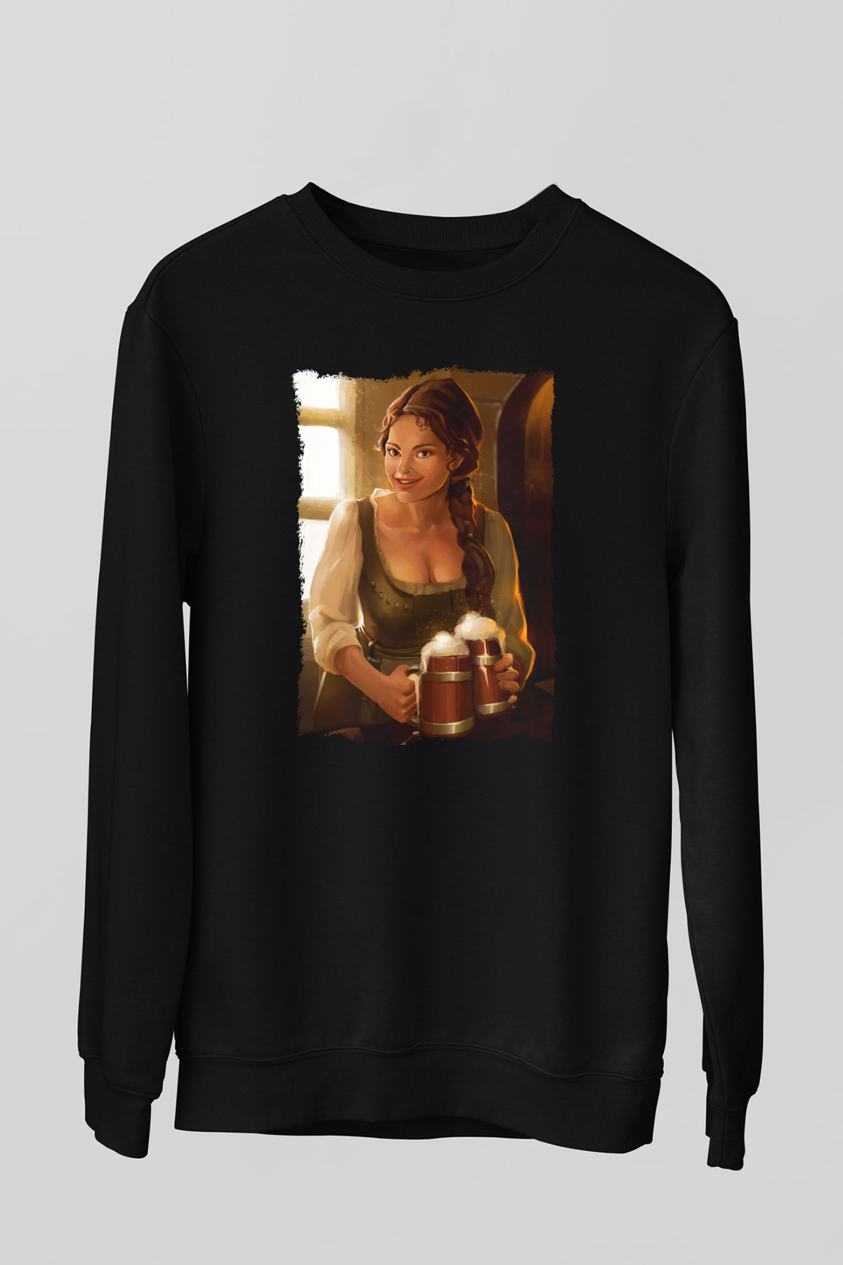 Barmaid Siyah Unisex Sweatshirt