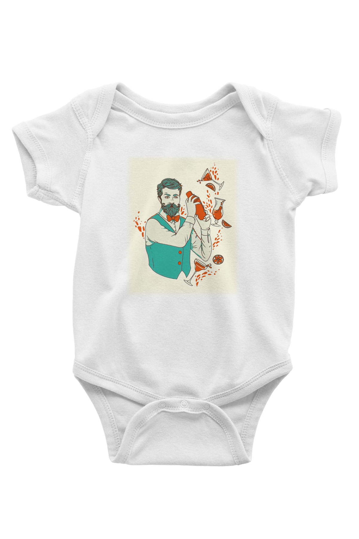 Barmen Baskılı Beyaz Unisex Bebek Body - Zıbın
