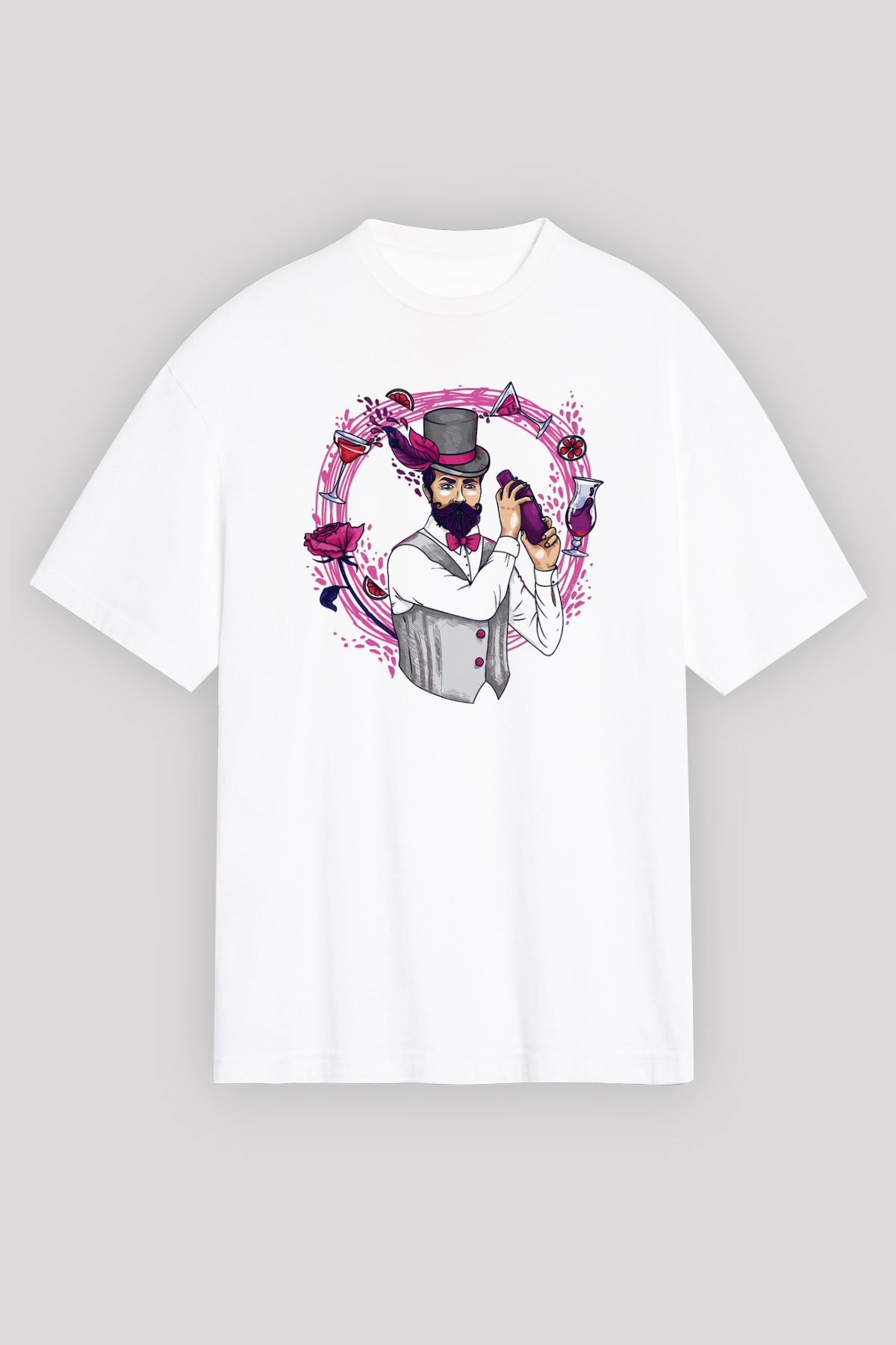 Barmen Beyaz Unisex Oversize Tişört T-Shirt