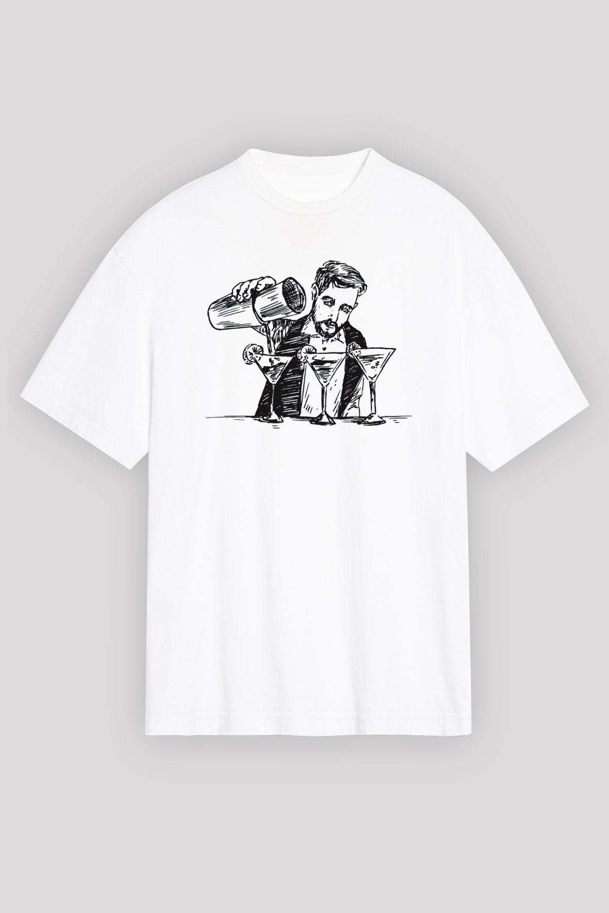 Barmen Beyaz Unisex Oversize Tişört T-Shirt