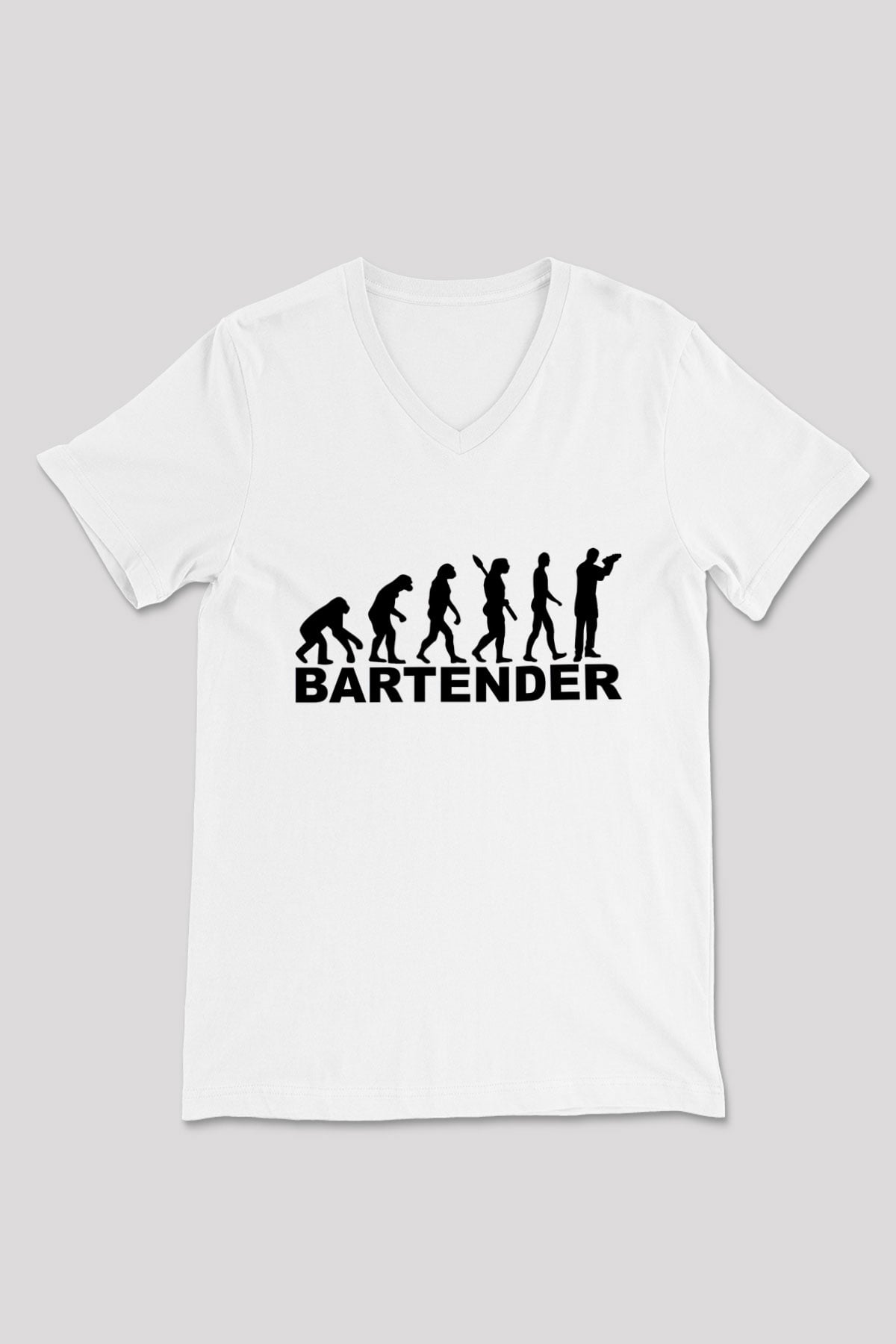Barmen Beyaz Unisex V Yaka Tişört