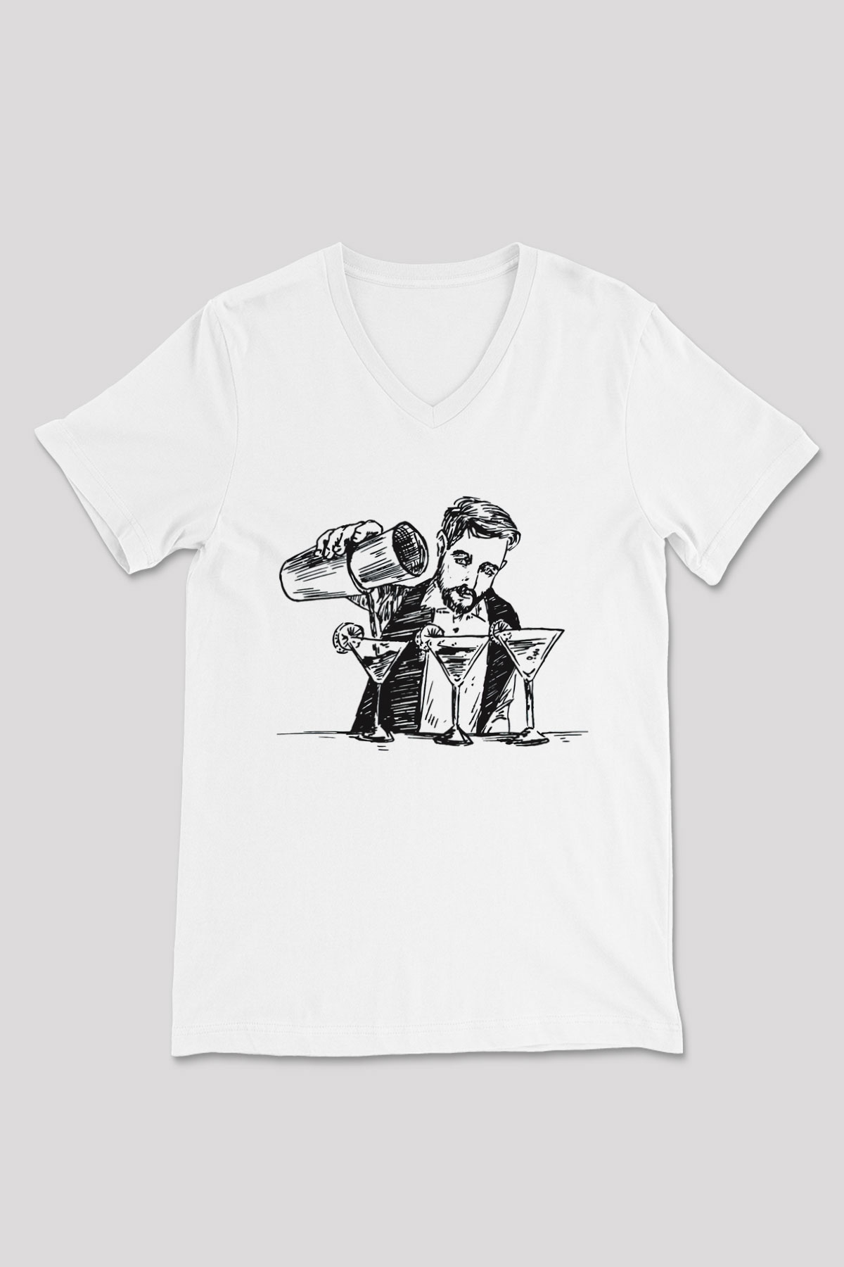 Barmen Beyaz Unisex V Yaka Tişört T-Shirt