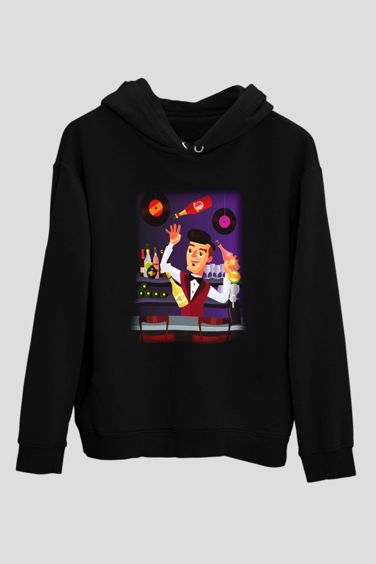 Barmen Siyah Unisex Kapşonlu Sweatshirt