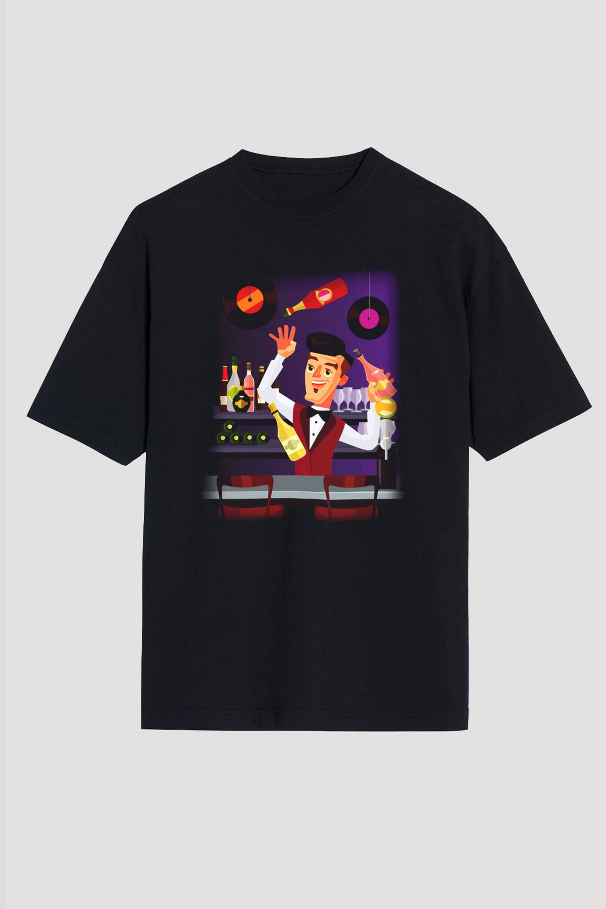 Barmen Siyah Unisex Oversize Tişört T-Shirt