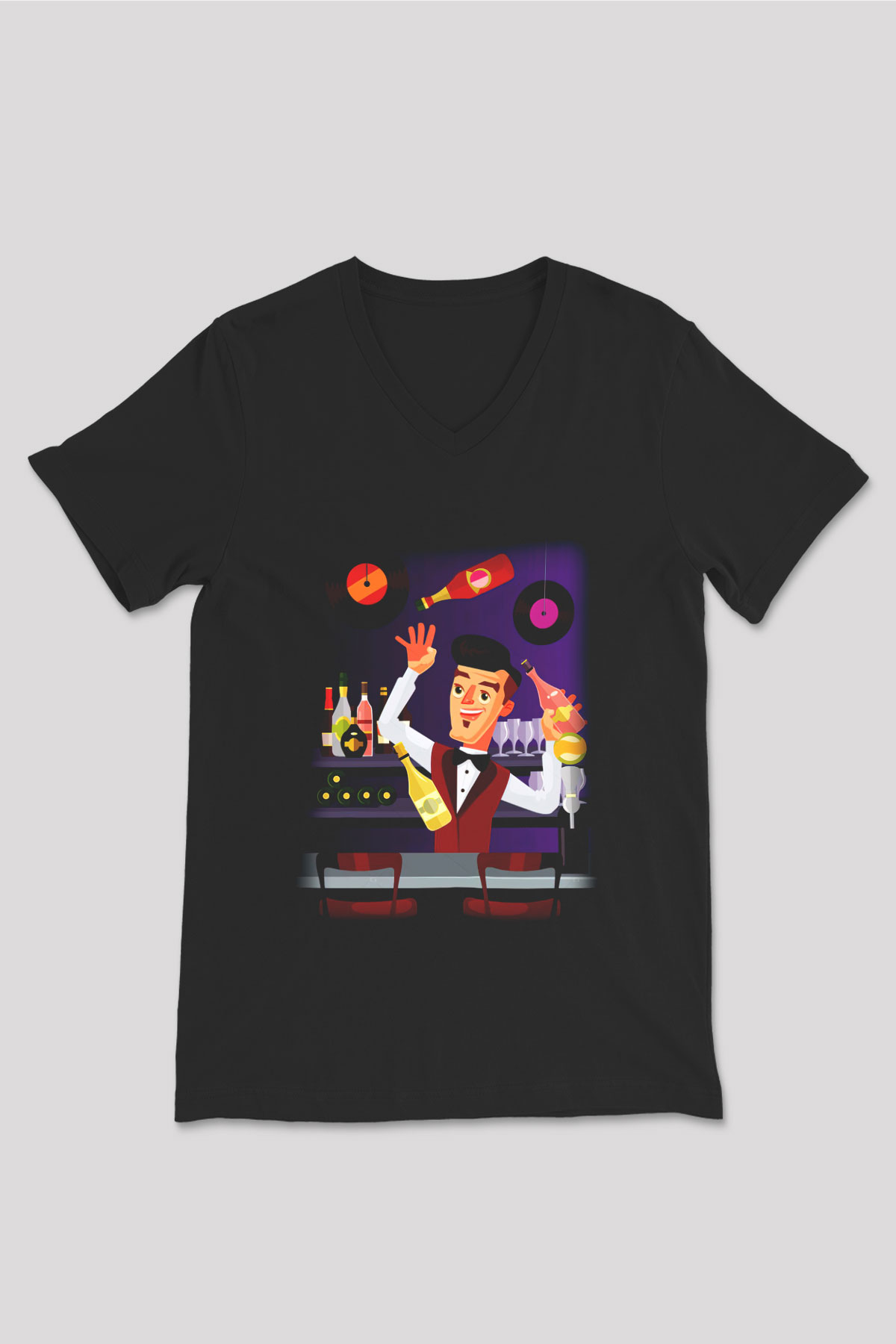 Barmen Siyah Unisex V Yaka Tişört T-Shirt