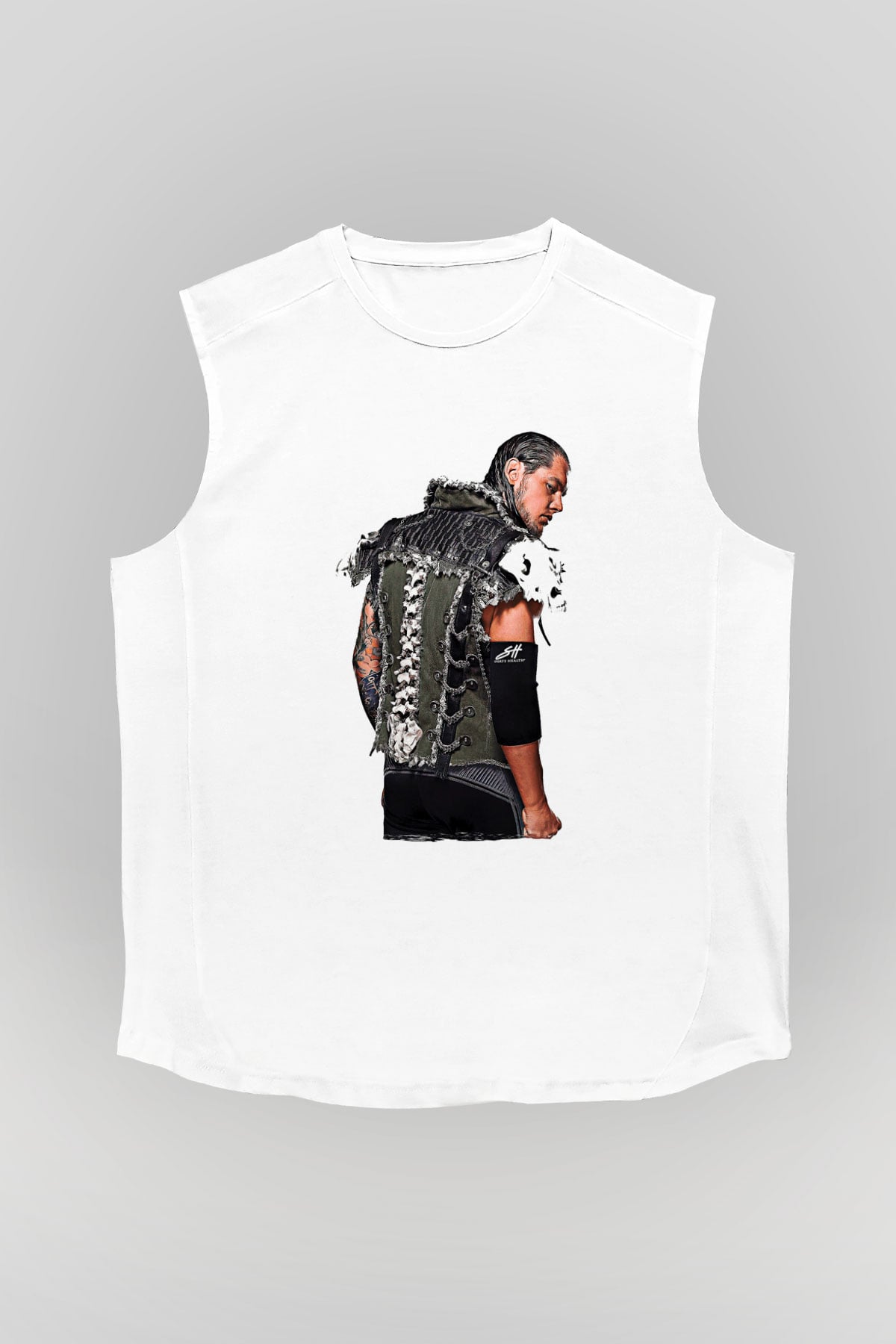 Baron Corbin Baskılı Beyaz Unisex Kolsuz Tişört - Tshirt