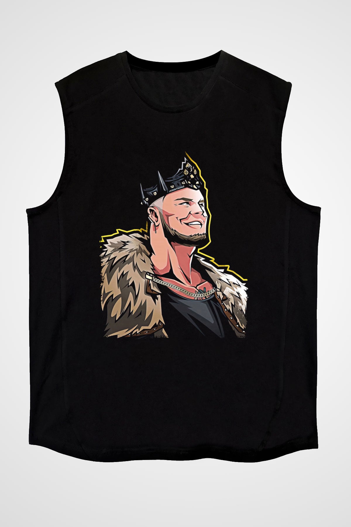 Baron Corbin Baskılı Unisex Siyah Kolsuz Tişört - Tshirt