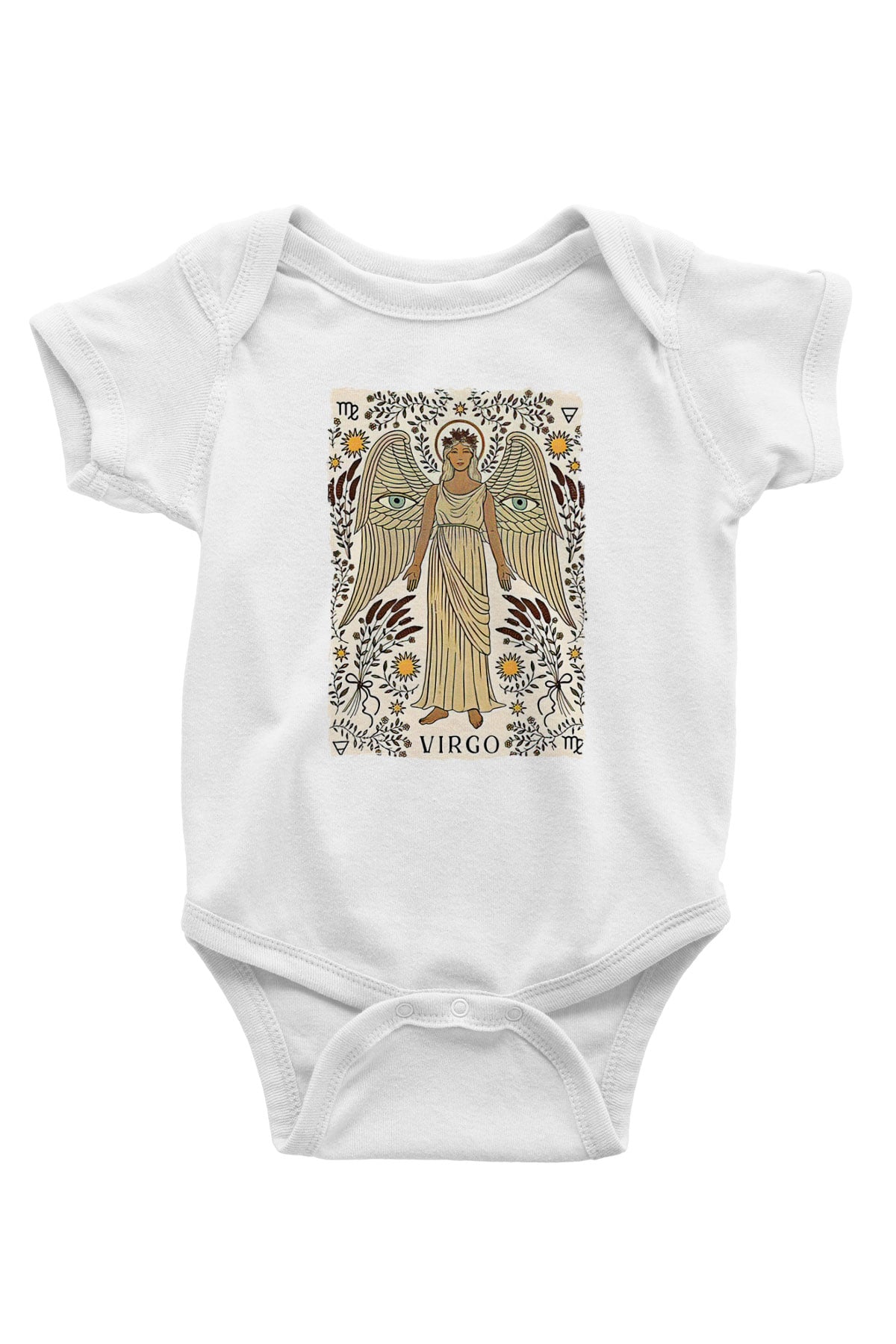 Başak Burcu Baskılı Beyaz Unisex Bebek Body - Zıbın