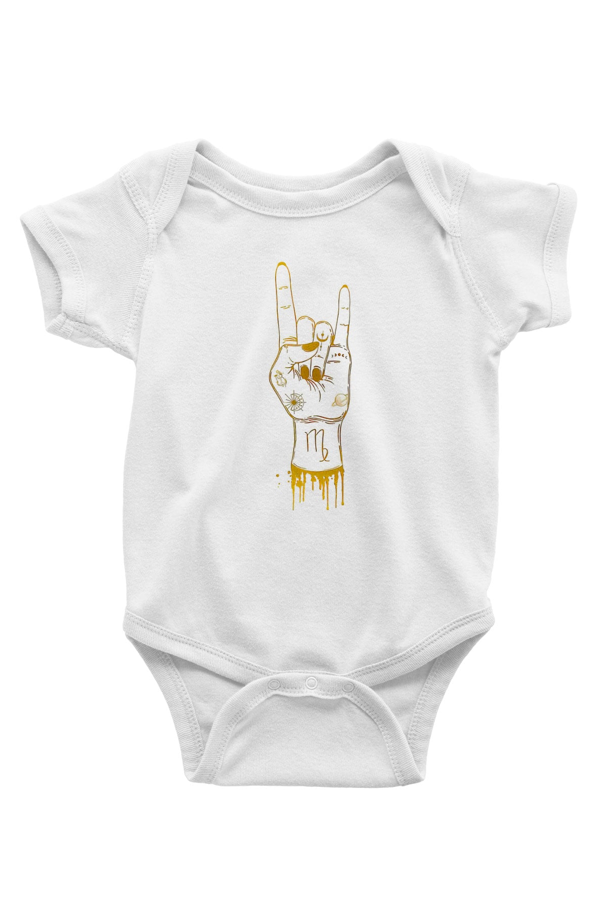 Başak Burcu Baskılı Beyaz Unisex Bebek Body - Zıbın