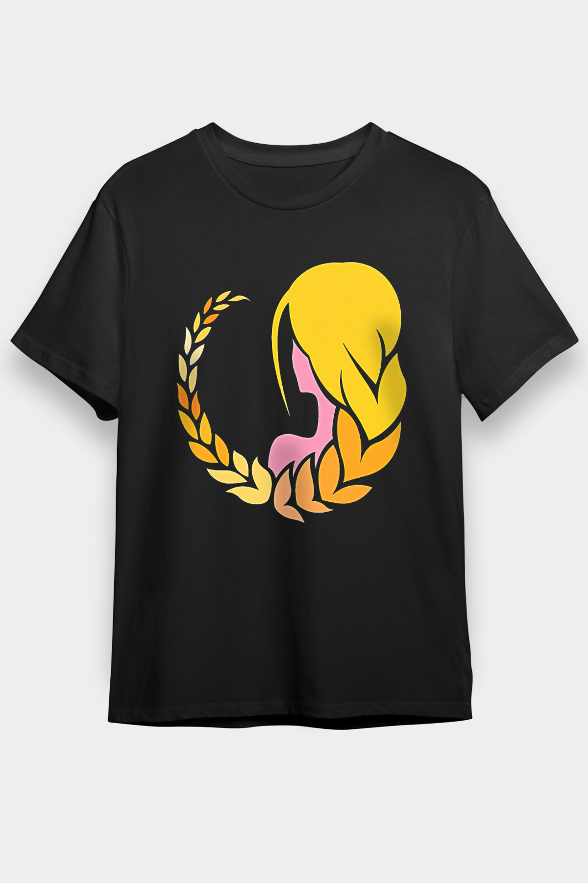 Başak Burcu Baskılı Unisex Siyah Tişört - Tshirt