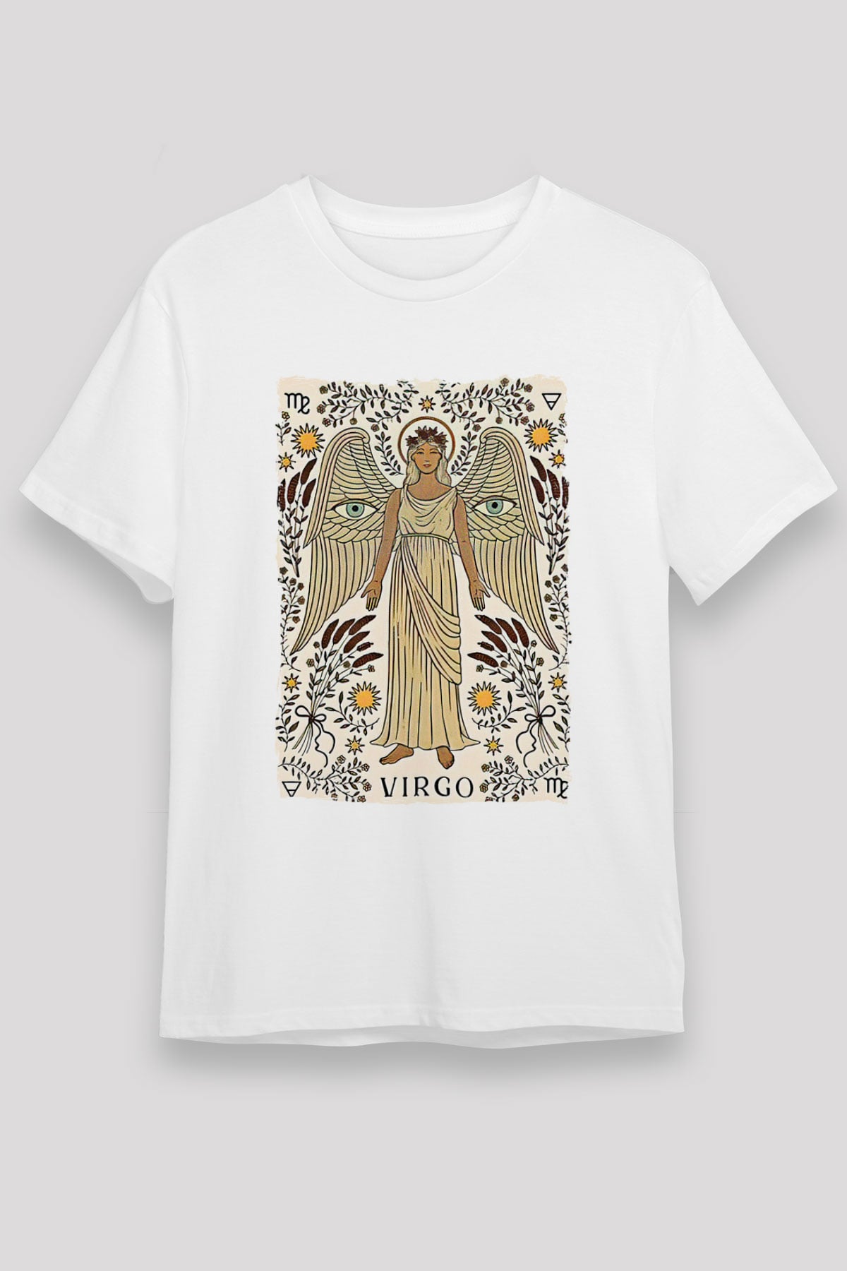 Başak Burcu Unisex Baskılı Beyaz Tişört - Tshirt