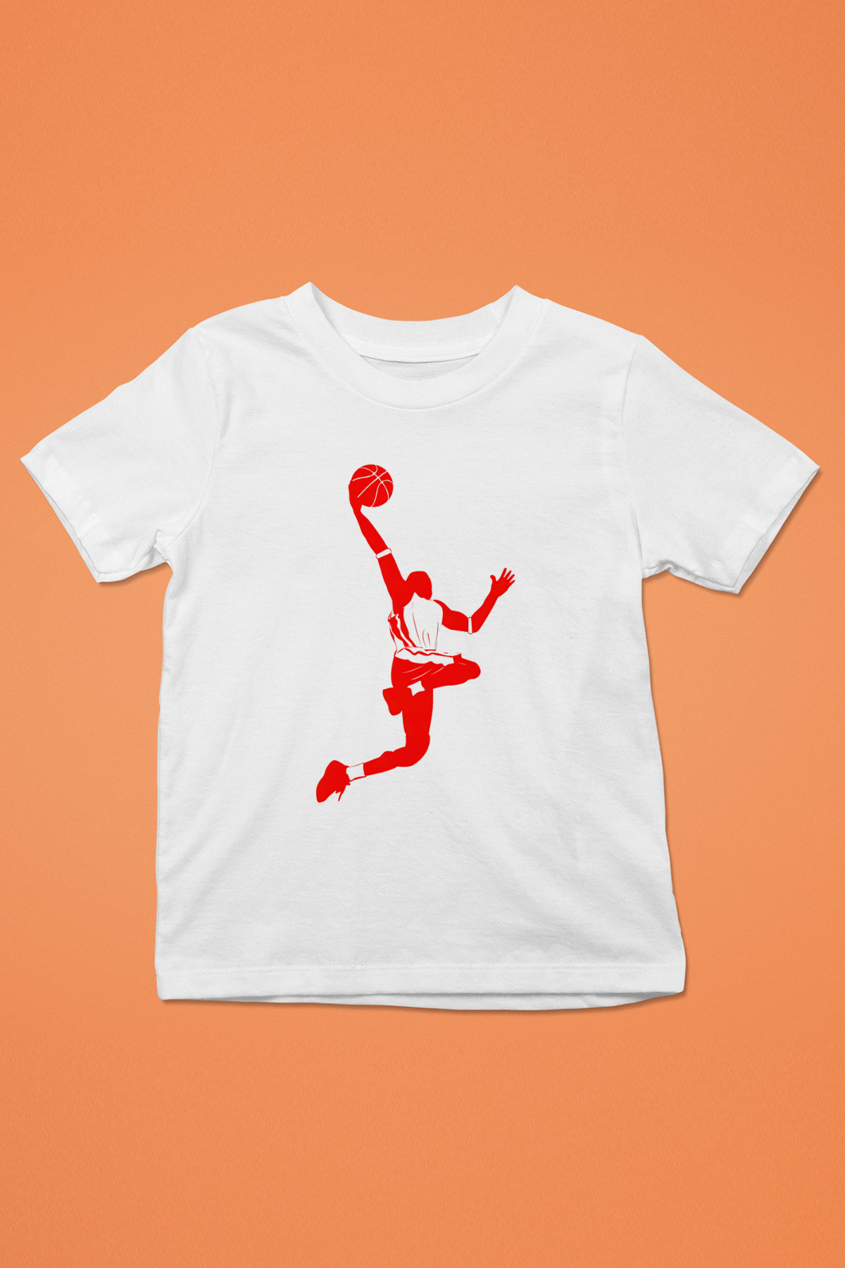 Basketbol Baskılı Beyaz Unisex Çocuk Tişört