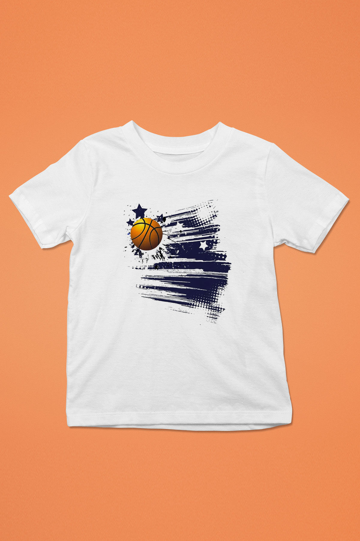 Basketbol Baskılı Beyaz Unisex Çocuk Tişört