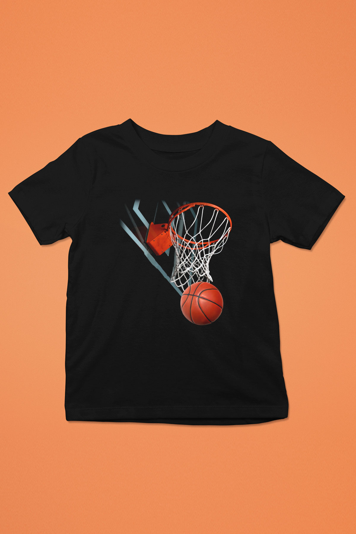 Basketbol Baskılı Siyah Unisex Çocuk Tişört