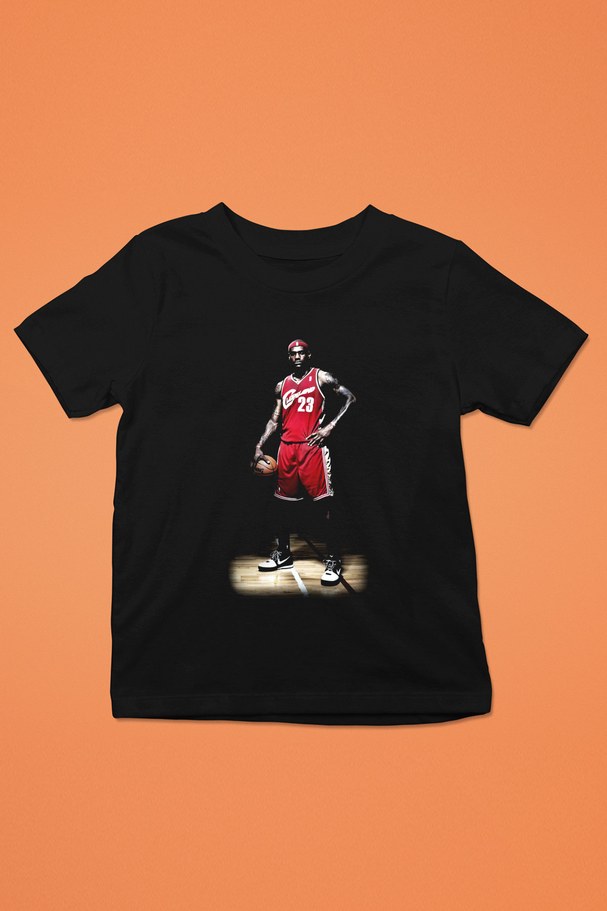 Basketbol Baskılı Siyah Unisex Çocuk Tişört