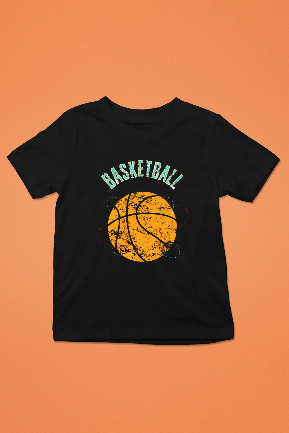 Basketbol Baskılı Siyah Unisex Çocuk Tişört