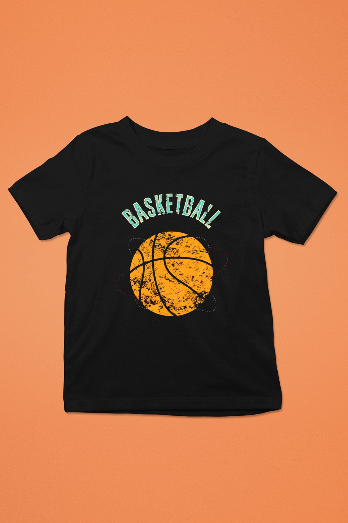 Basketbol Baskılı Siyah Unisex Çocuk Tişört
