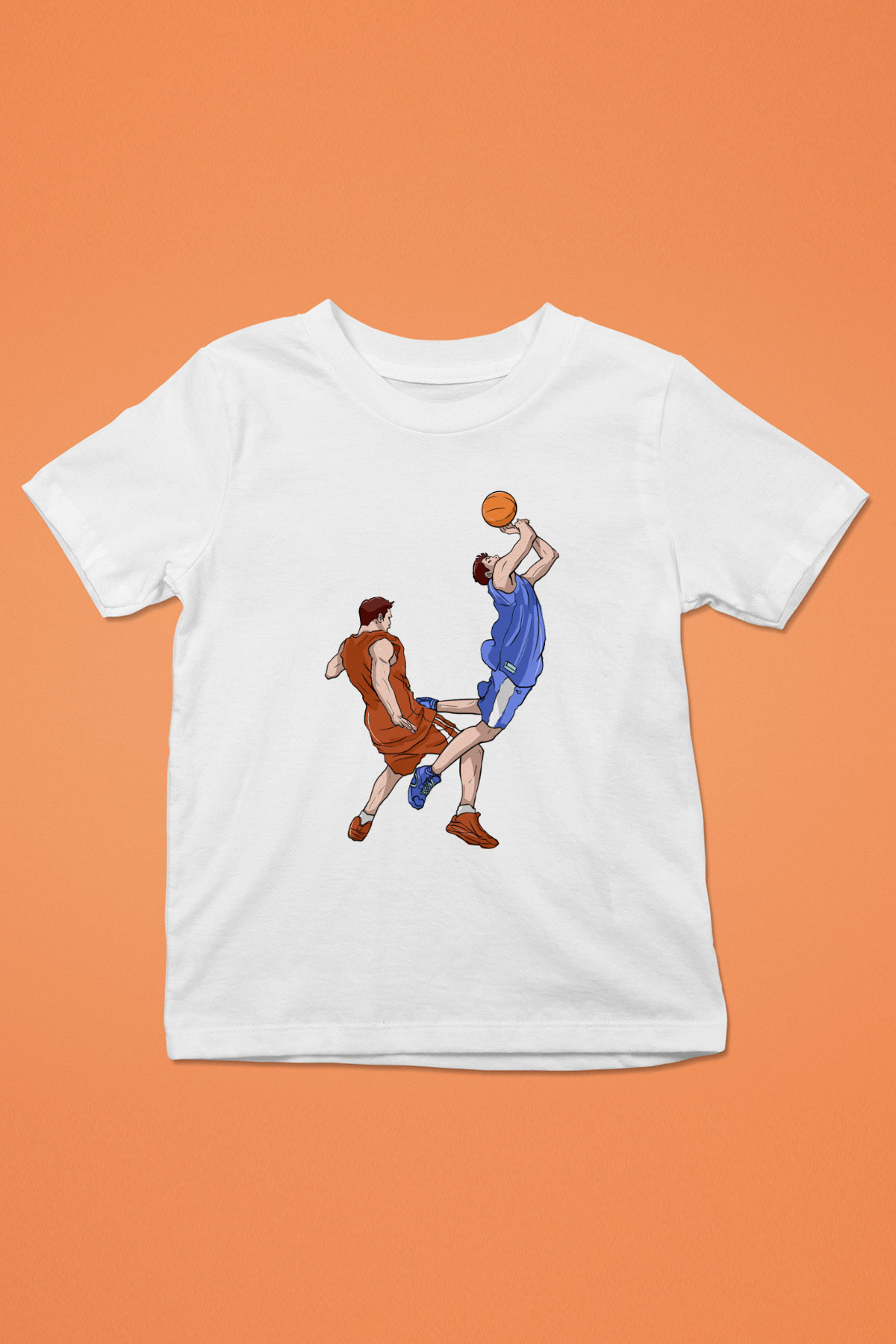 Basketbol Beyaz Unisex Çocuk Tişört