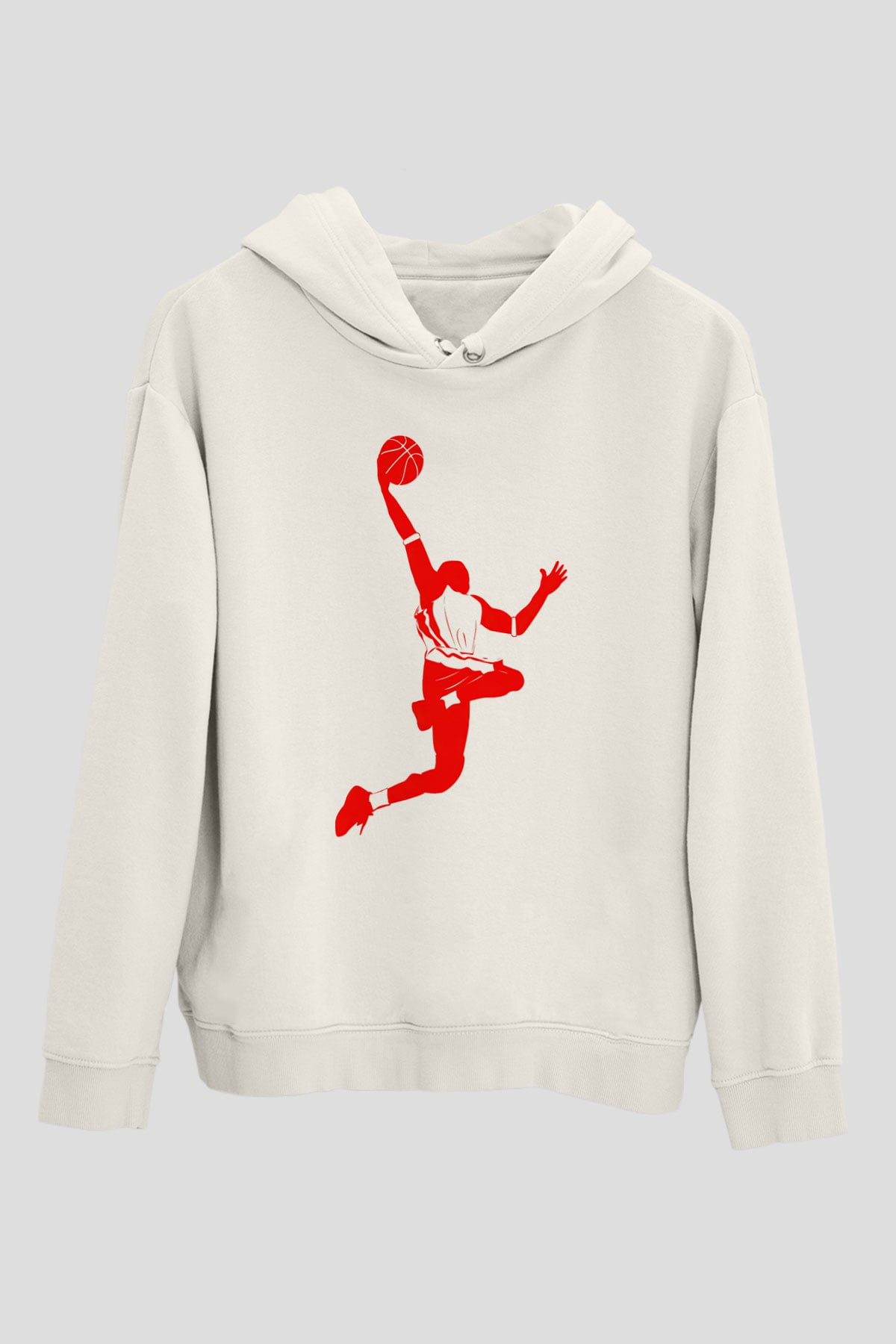 Basketbol Beyaz Unisex Hoodie