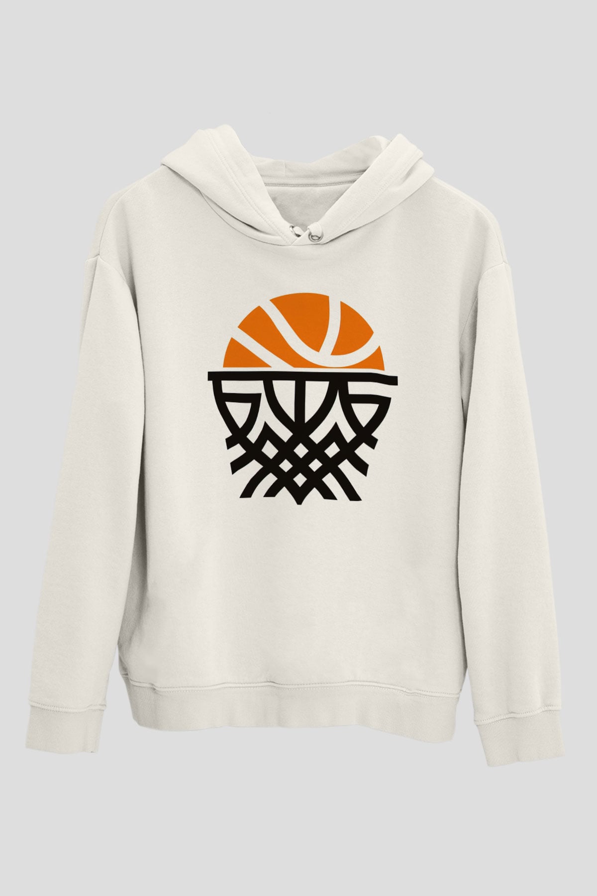 Basketbol Beyaz Unisex Hoodie
