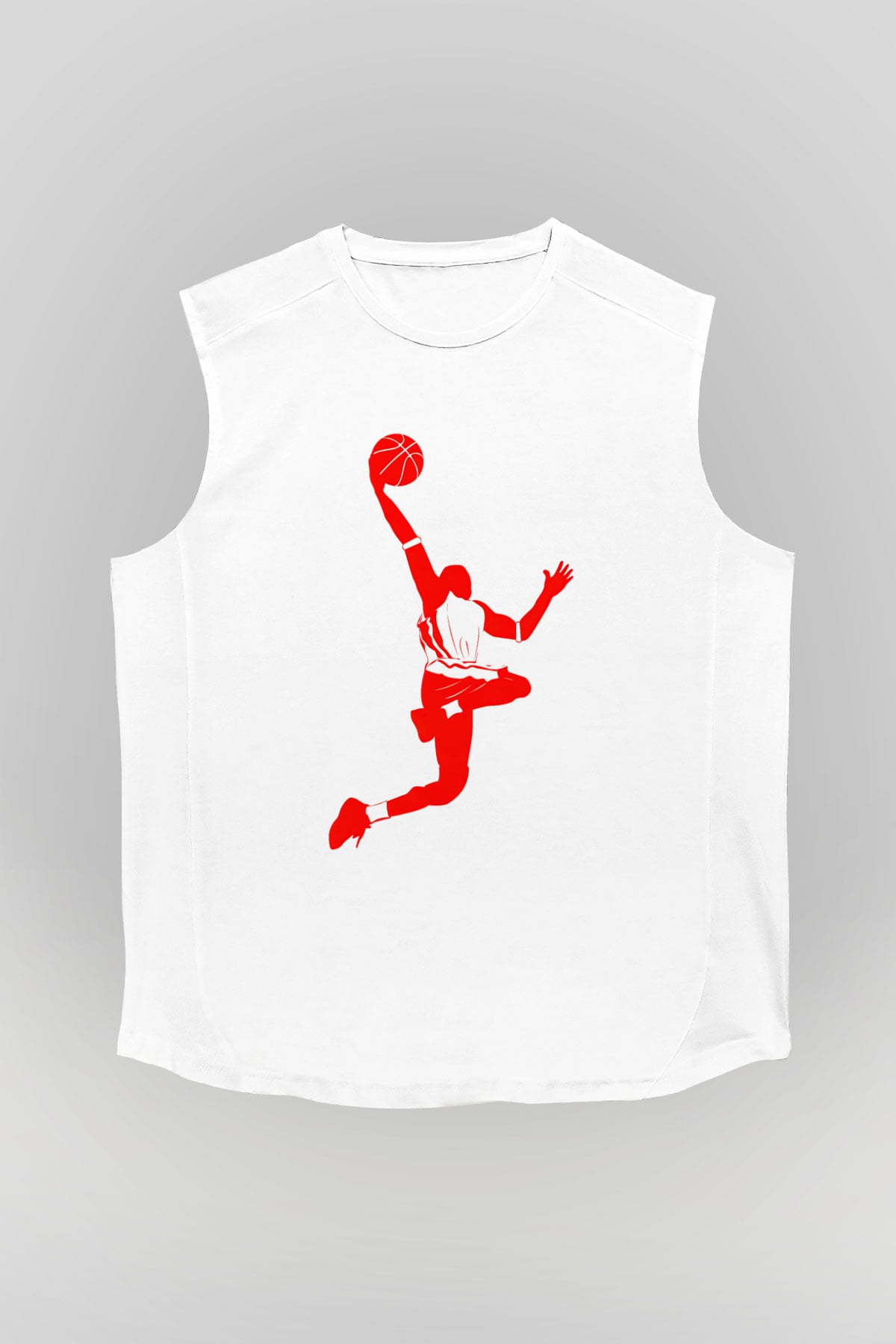 Basketbol Beyaz Unisex Kolsuz Tişört