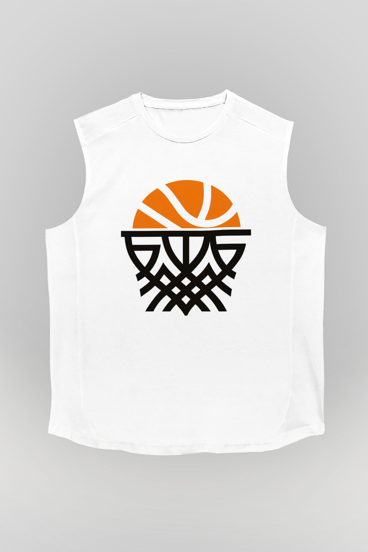 Basketbol Beyaz Unisex Kolsuz Tişört