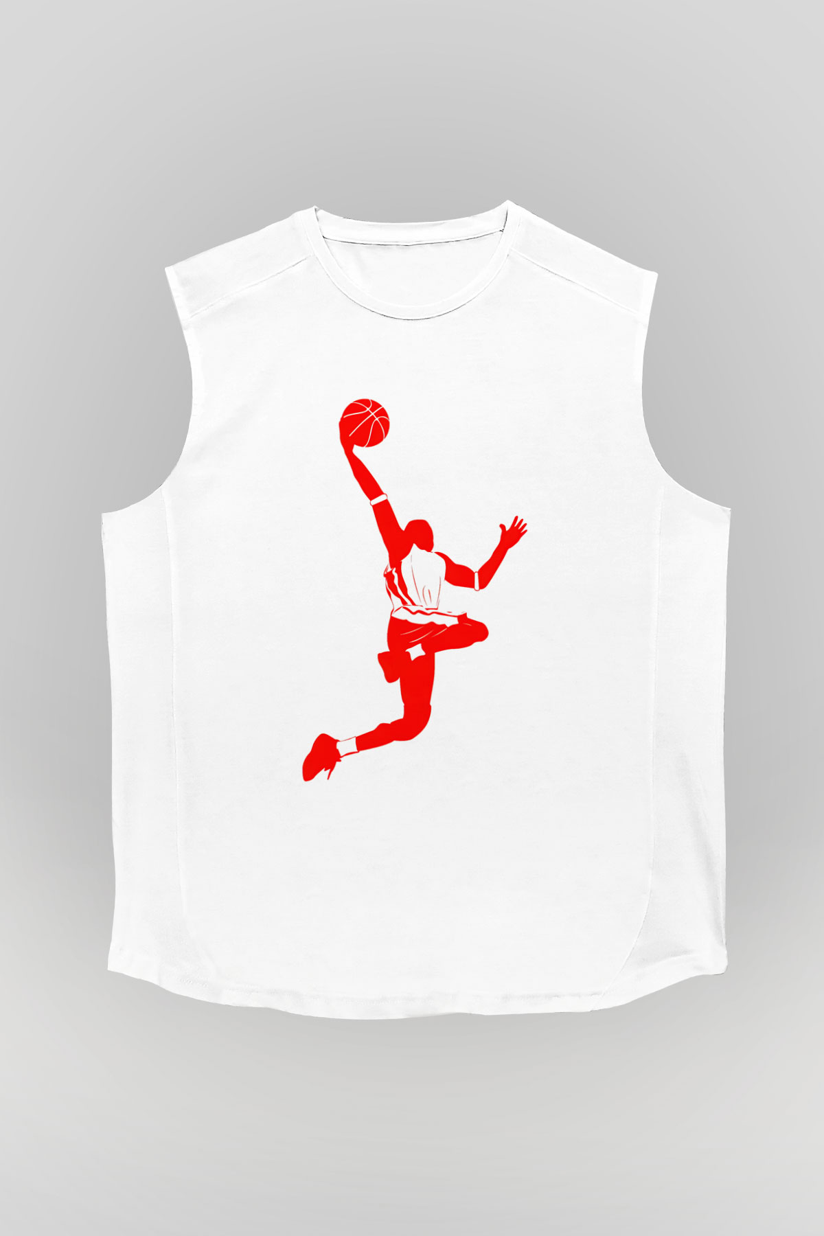 Basketbol Beyaz Unisex Kolsuz Tişört