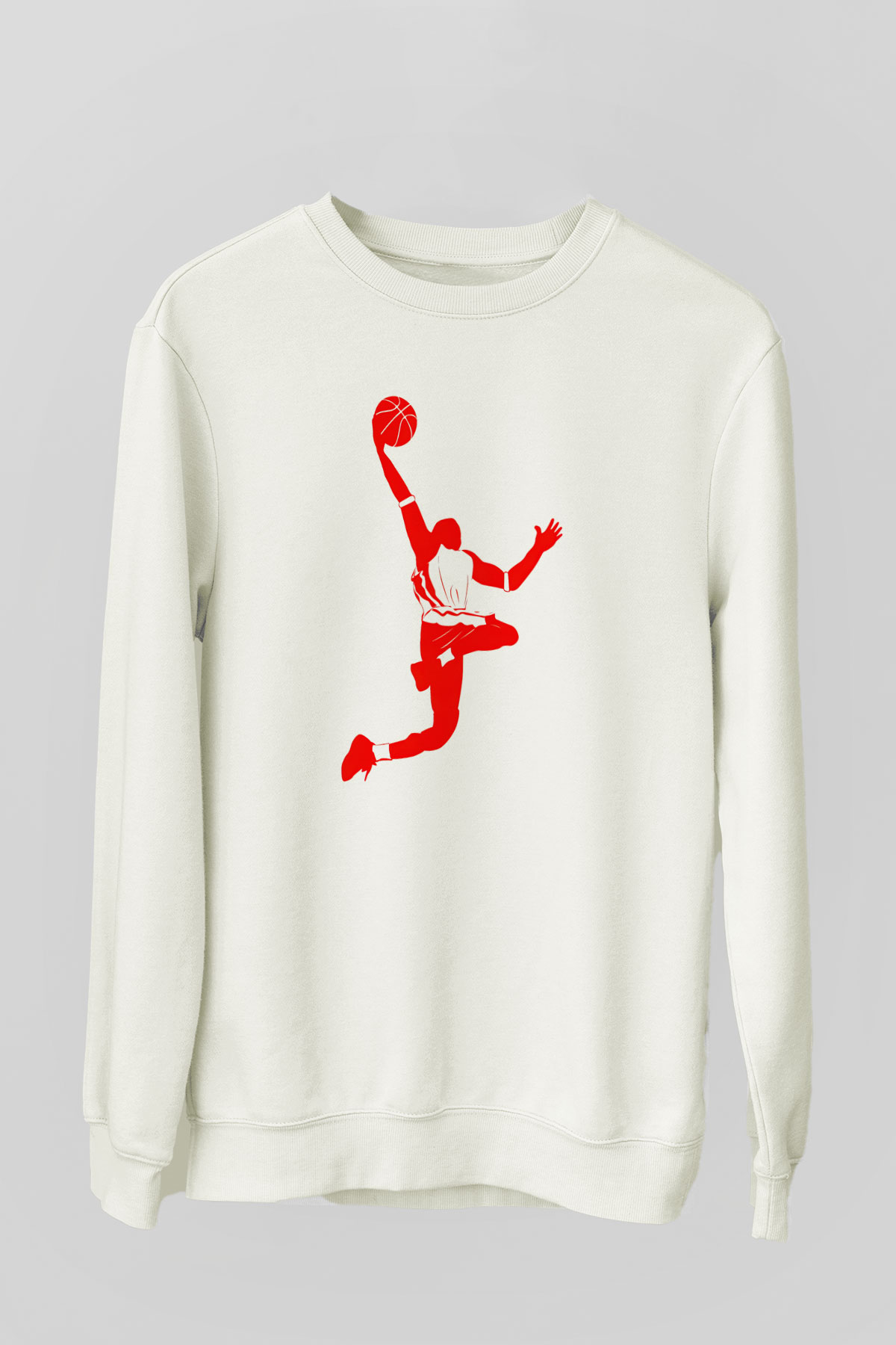 Basketbol Beyaz Unisex Sweatshirt