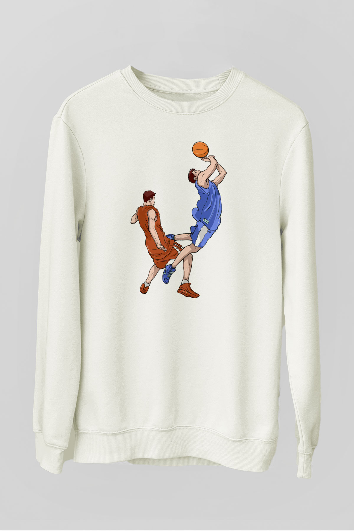 Basketbol Beyaz Unisex Sweatshirt