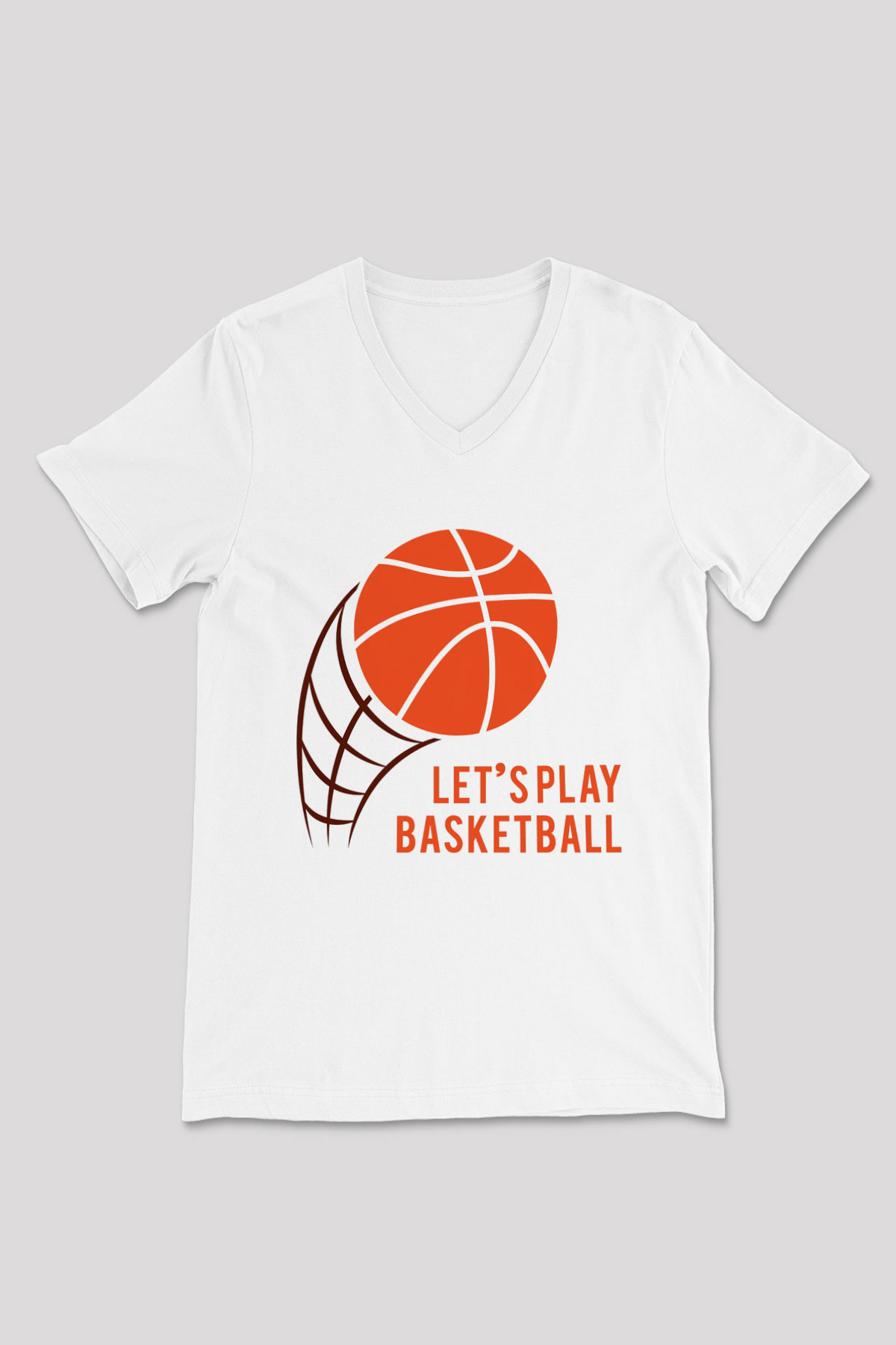 Basketbol Beyaz Unisex V Yaka Tişört T-Shirt