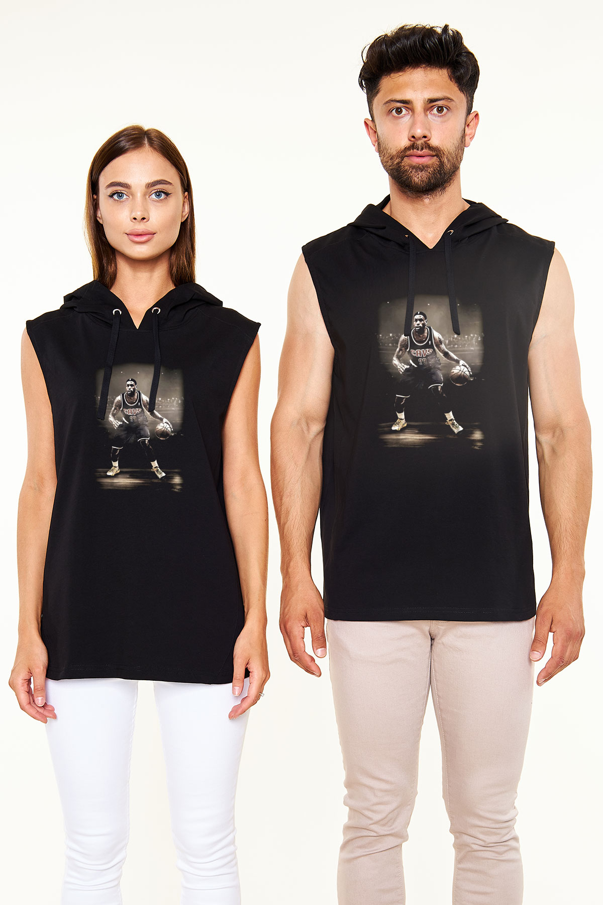 Basketbol Siyah Unisex Kapüşonlu Kolsuz Tişört