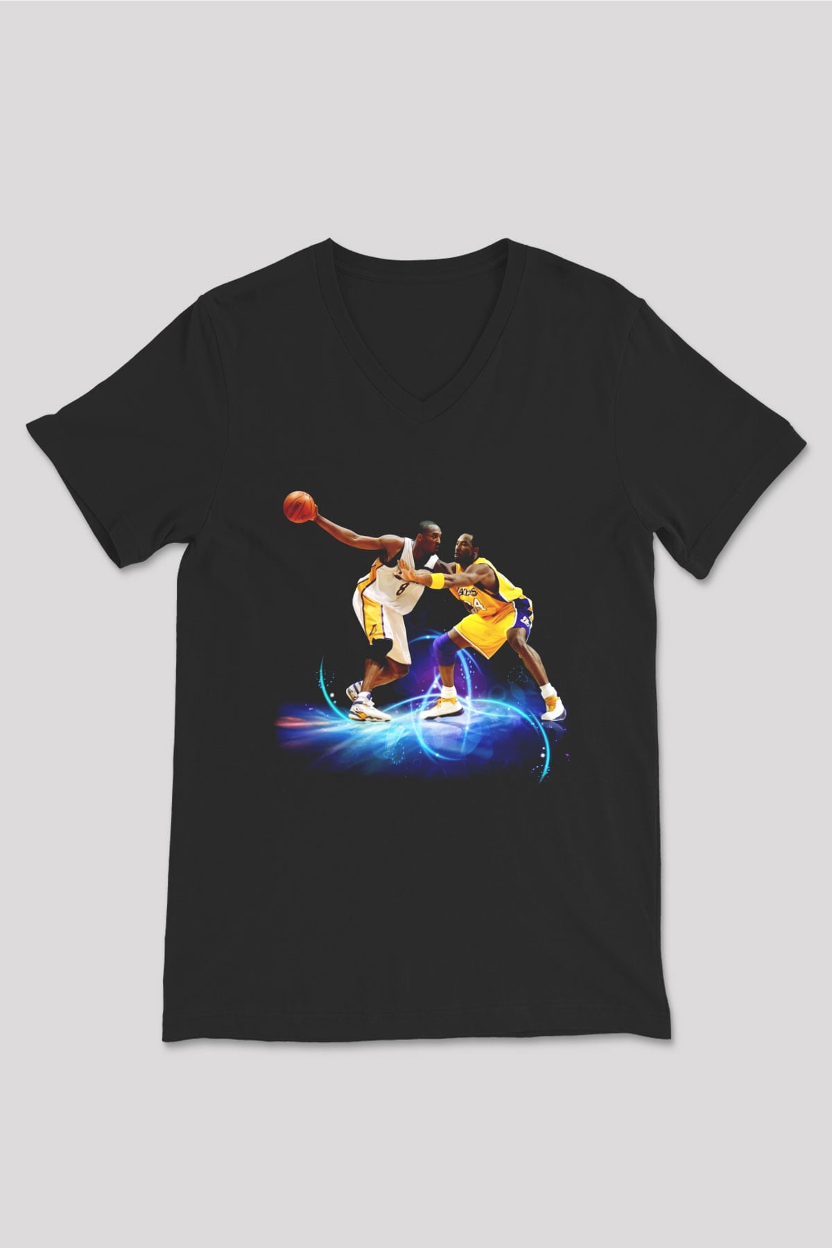 Basketbol Siyah Unisex V Yaka Tişört T-Shirt