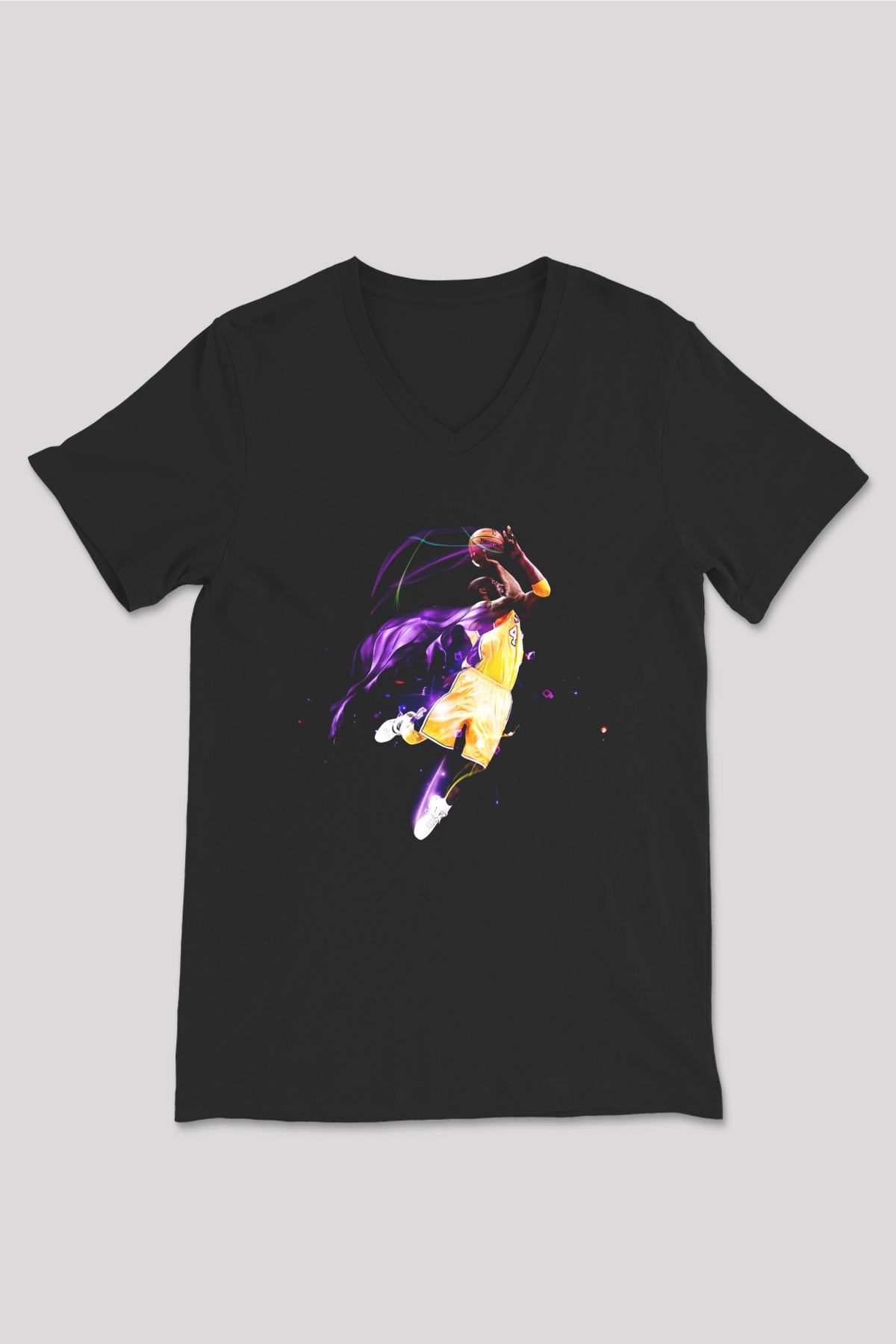Basketbol Siyah Unisex V Yaka Tişört T-Shirt