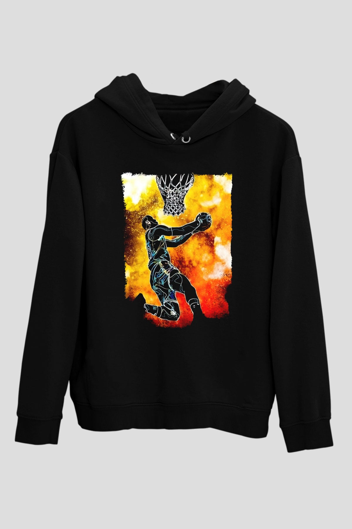Basketbol TemalıSiyah  Unisex Hoodie