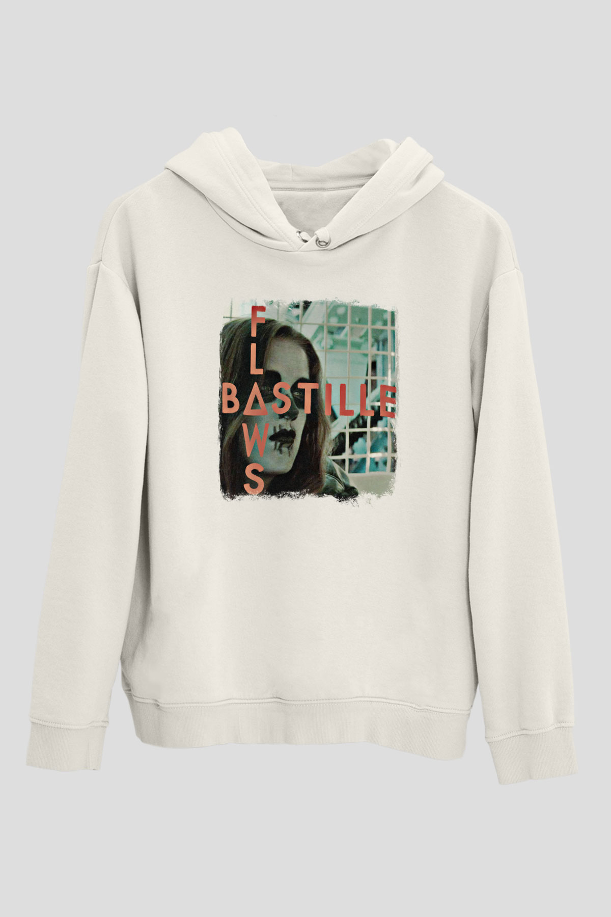 Bastille Baskılı Unisex Beyaz Hoodie