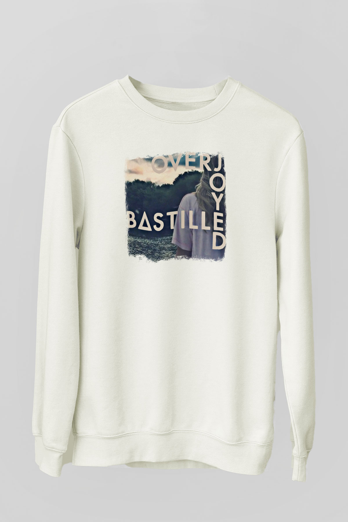 Bastille Baskılı Unisex Beyaz Sweatshirt
