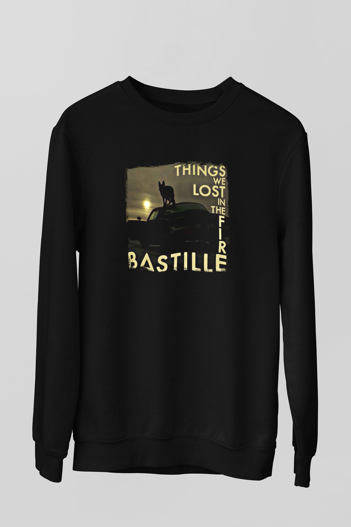 Bastille Baskılı Unisex Siyah Sweatshirt