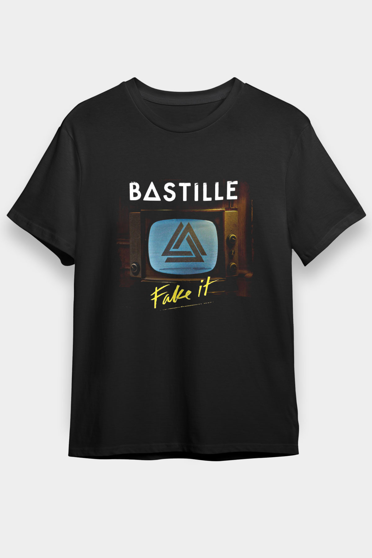 Bastille Baskılı Unisex Siyah Tişört