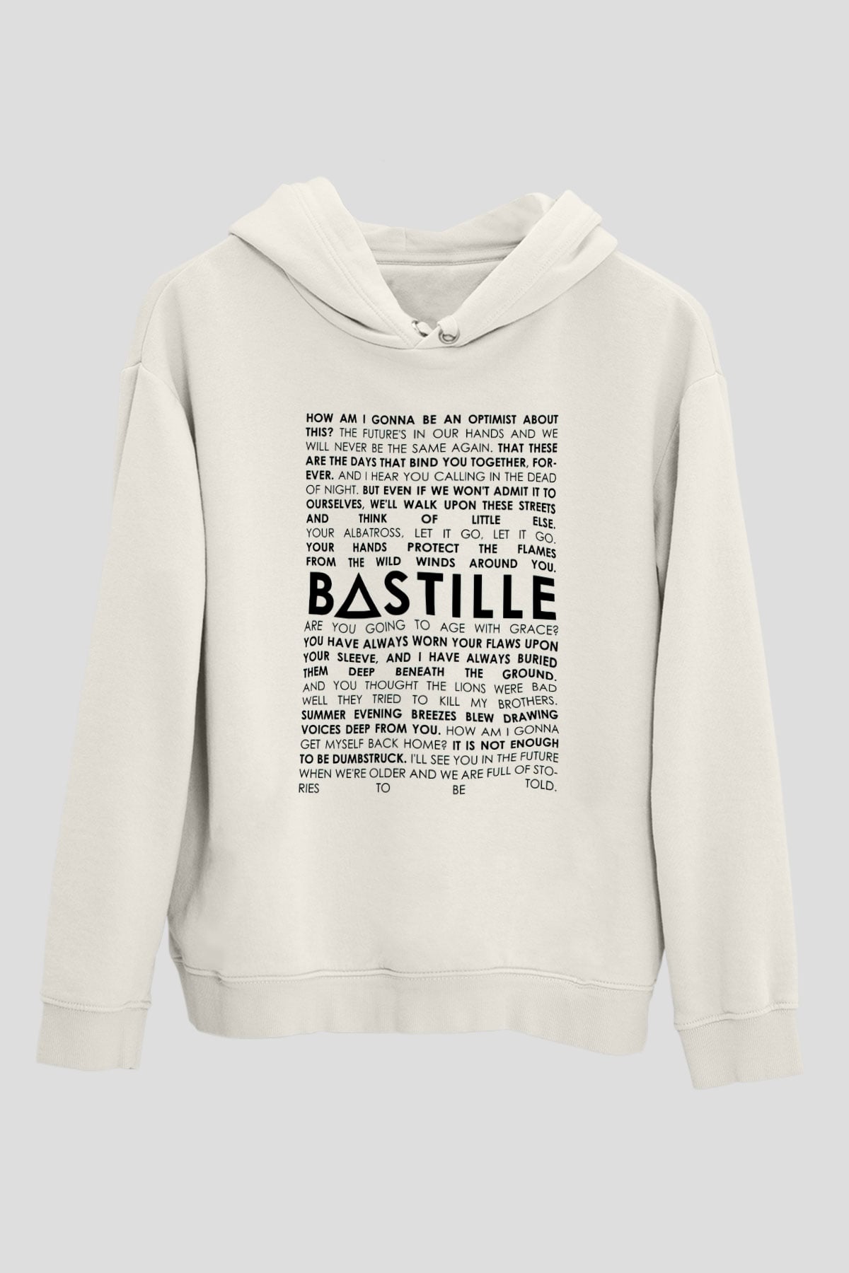 Bastille Beyaz Unisex Kapşonlu Sweatshirt