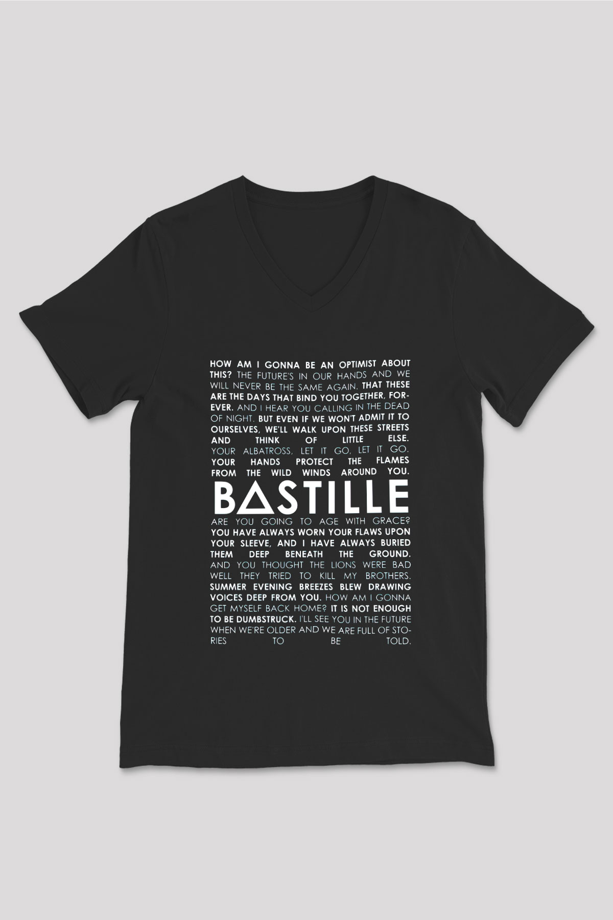 Bastille Siyah Unisex V Yaka Tişört T-Shirt