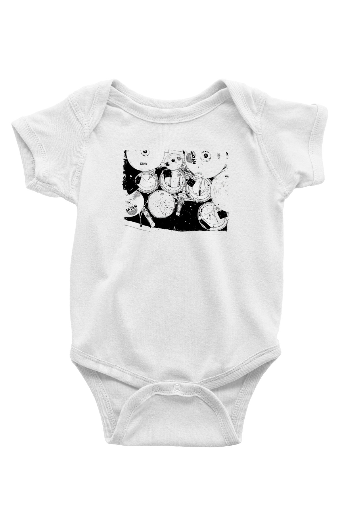 Bateri Baskılı Beyaz Unisex Bebek Body - Zıbın